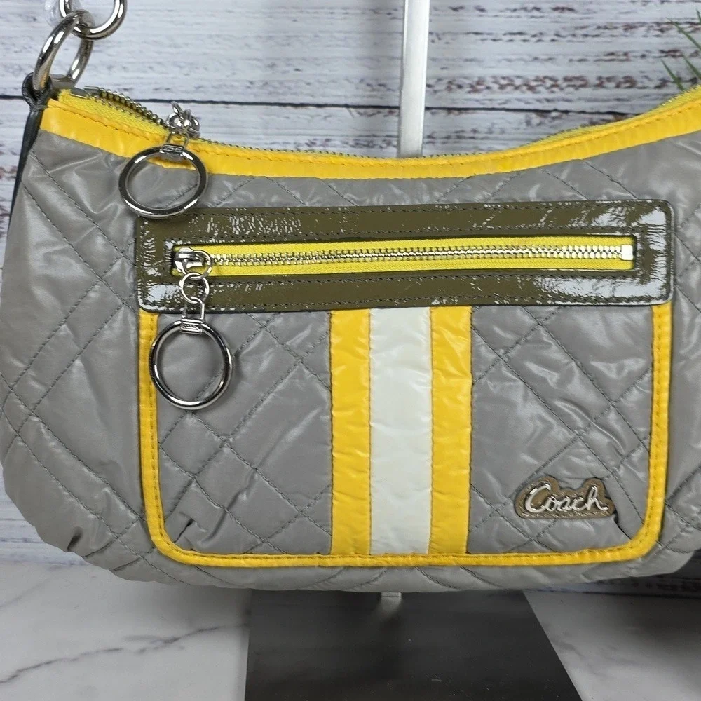 COACH #15871 VINTAGE HAND BAG GRAY‎ YELLOW RARE PURSE GUC - Picture 5 of 14